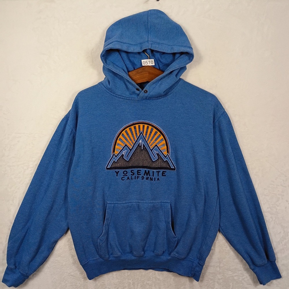 Prairie Mountain Hoodie Men Medium Blue Yosemite California Embroidered Gorpcore
